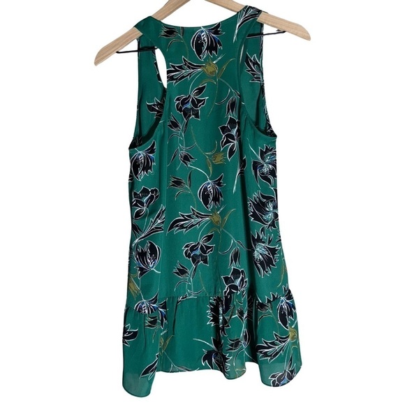 CAbi Sleeveless Zoe Falling Flowers Peplum Top Green Black - Size S - Picture 4 of 5